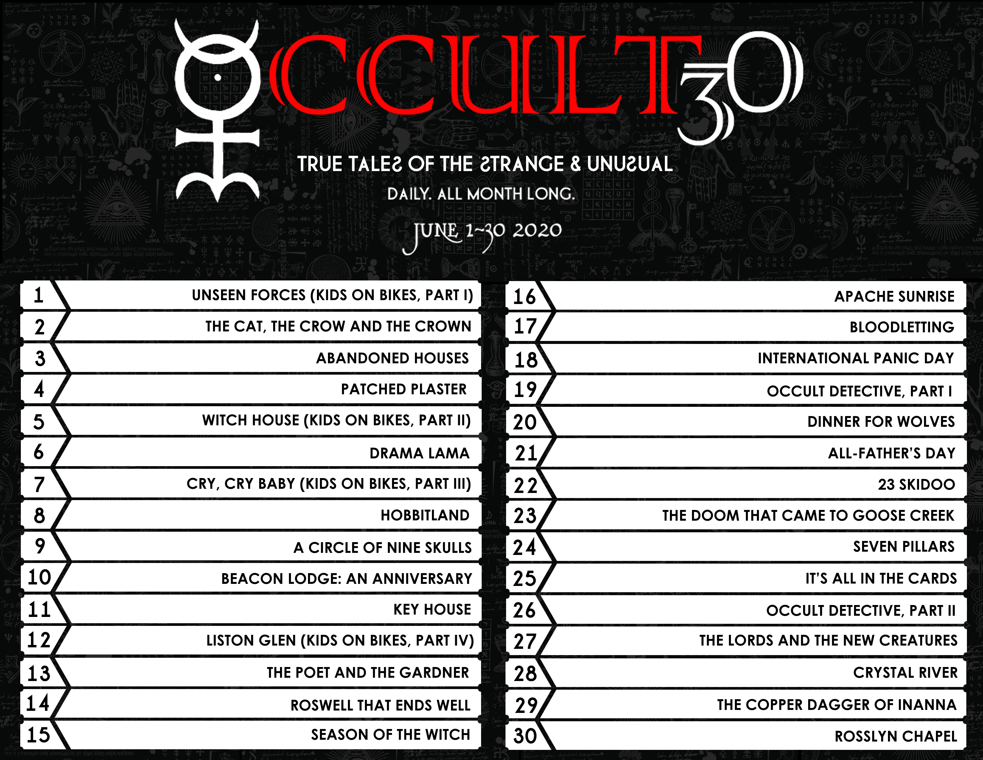 occult30 itinerary